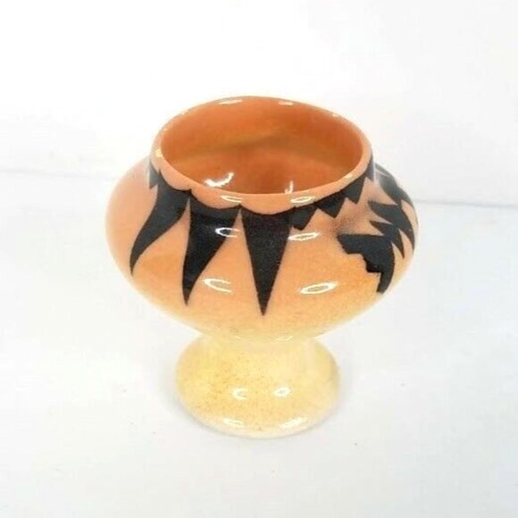 Navajo Miniature Pottery 2" Vase Vintage 87 Signed Yellowhair USA Tan Black - Picture 6 of 9